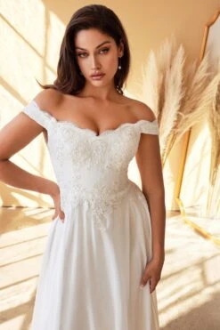 Cinderella Divine 7258W Off The Shoulder LongGown(Cinderella Divine 7258 Off White Off The Shoulder Long Bridesmaid Gown) -Discount Dress Shops 7258w 1 6