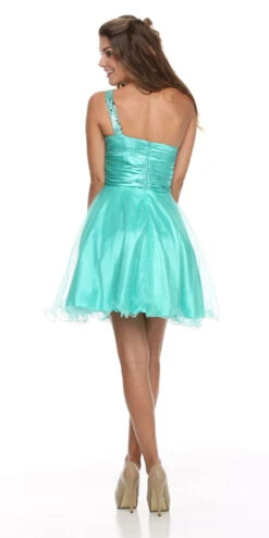 Juliet 733 One Shoulder Short Dress Sparkly Sequins Glitter Tulle Skirt(One Shoulder Jade Short Dress Sparkly Sequins Glitter Tulle Skirt) -Discount Dress Shops 733 juliet dress jade back 96c8b00c 7efa 482c 808b 2ada8cddb8f3
