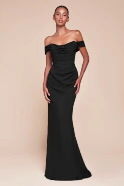 Ladivine 7433 Dress Versatile Tie Chiffon Strapless Bridesmaid Dress(Ladivine 7433 Dress Versatile Tie Chiffon Strapless Bridesmaid Dress) -Discount Dress Shops 7433 BLACK FRONT