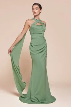 Ladivine 7433 Dress Versatile Tie Chiffon Strapless Bridesmaid Dress(Ladivine 7433 Dress Versatile Tie Chiffon Strapless Bridesmaid Dress) -Discount Dress Shops 7433 DUSTYSAGE 2