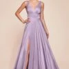 Ladivine 7469 Long Formal Evening Satin Dress With Slit(Cinderella Divine 7469 Sexy Long Prom Dress Sienna Evening Satin Gown)