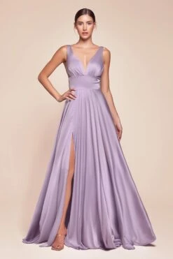 Ladivine 7469 Long Formal Evening Satin Dress With Slit(Cinderella Divine 7469 Sexy Long Prom Dress Sienna Evening Satin Gown)