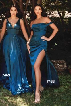Ladivine 7469 Long Formal Evening Satin Dress With Slit(Cinderella Divine 7469 Sexy Long Prom Dress Sienna Evening Satin Gown) -Discount Dress Shops 7469 7488 frenchnavy 2
