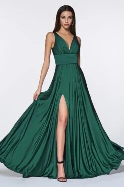Cinderella Divine 7469 Long Satin Bridesmaid Dress A-Line V-Neckline(Cinderella Divine 7469 Long Burgundy Bridesmaid Dress A Line V Back) -Discount Dress Shops 7469 emerald