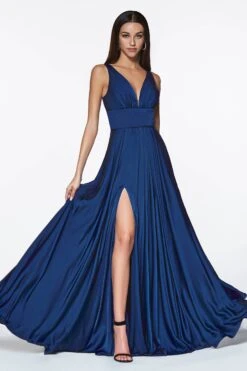 Ladivine 7469 Long Formal Evening Satin Dress With Slit(Cinderella Divine 7469 Sexy Long Prom Dress Sienna Evening Satin Gown) -Discount Dress Shops 7469 navy 079e264d 3a33 41c4 a53c 81012bd30137