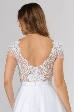 Poly USA | Ed Young 7482 White Wedding Gown A Line Tulle Short Sleeve(Poly Usa 7482 White Wedding Gown A Line Tulle Short Sleeve) -Discount Dress Shops 7482 BACKDETAIL