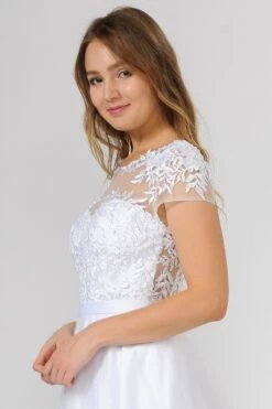 Poly USA | Ed Young 7482 White Wedding Gown A Line Tulle Short Sleeve(Poly Usa 7482 White Wedding Gown A Line Tulle Short Sleeve) -Discount Dress Shops 7482 SIDEDETAIL