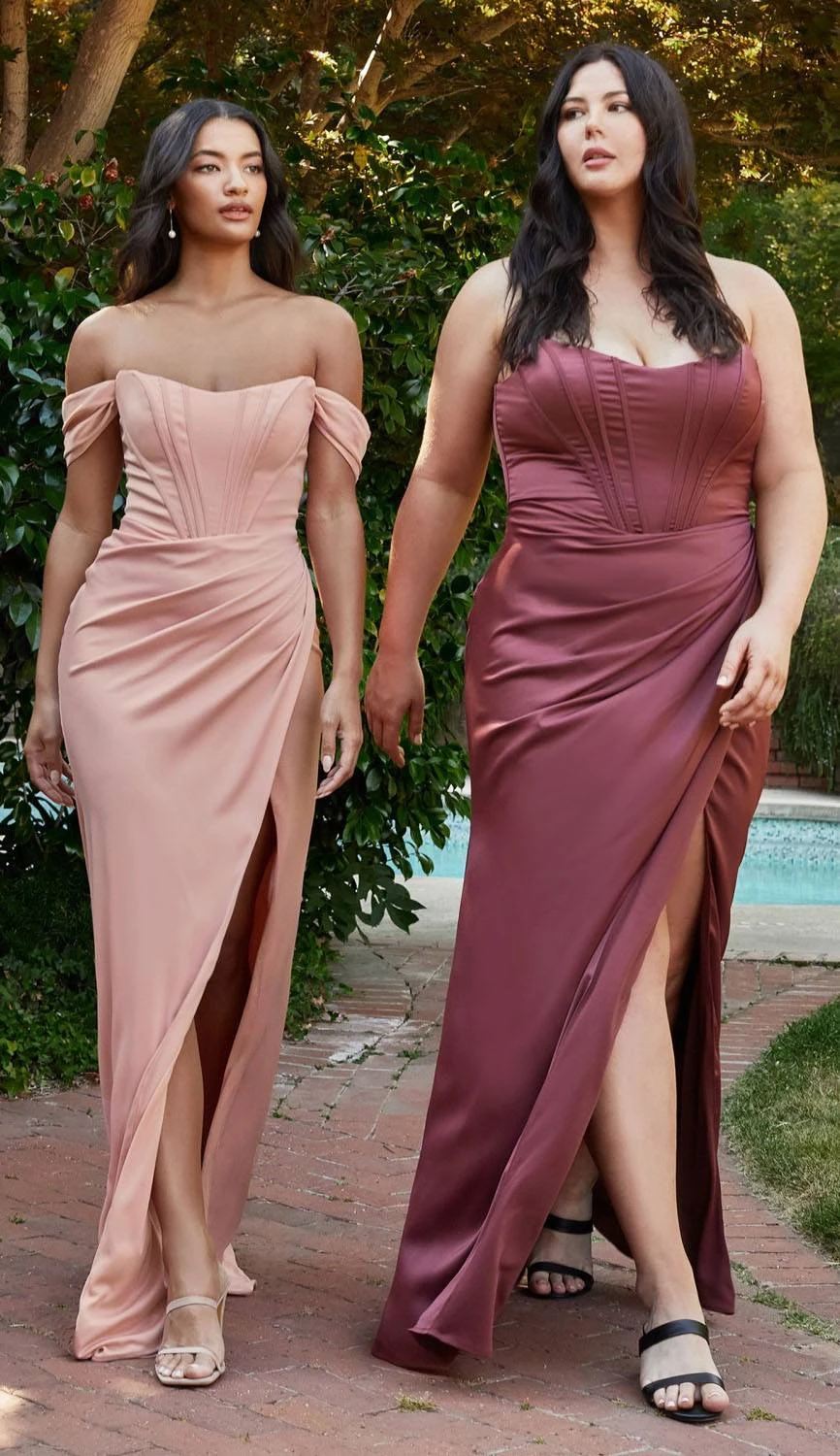 Cinderella Divine 7484C Plus Size Off The Shoulder Corset Satin Formal Gown(Plus Size Off The Shoulder Corset Satin Formal Gown By Cinderella Divine 7484) 1 Cinderella Divine 7484C Plus Size Off The Shoulder Corset Satin Formal Gown(Plus Size Off The Shoulder Corset Satin Formal Gown By Cinderella Divine 7484)