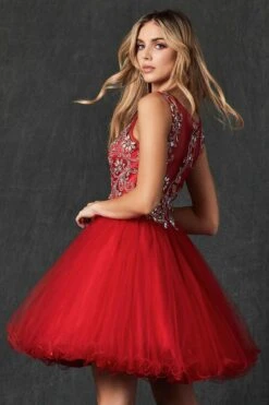 Juliet 749 Poofy A Line Short Dress Tulle Embroidery(Poofy A Line Red Short Homecoming Dress Tulle Embroidery) -Discount Dress Shops 749 juliet red zoom
