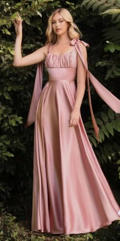 Cinderella Divine 7490 Long Soft Satin A-Line Dress(Long Soft Satin A Line Dress By Cinderella Divine 7490) -Discount Dress Shops 7490 dustyrose