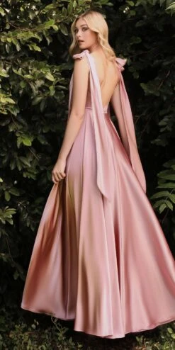 Cinderella Divine 7490 Long Soft Satin A-Line Dress(Long Soft Satin A Line Dress By Cinderella Divine 7490) -Discount Dress Shops 7490 dustyrose 1