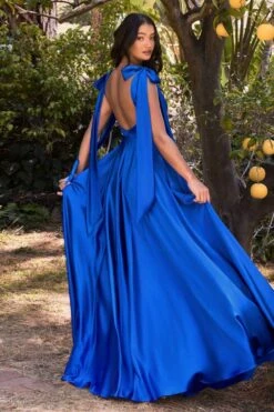 Cinderella Divine 7490 Long Soft Satin A-Line Dress(Long Soft Satin A Line Dress By Cinderella Divine 7490) -Discount Dress Shops 7490 royal 3 1
