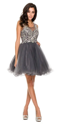 Juliet 749 Poofy A Line Short Dress Tulle Embroidery(Poofy A Line Red Short Homecoming Dress Tulle Embroidery) -Discount Dress Shops 749ju charcoal 5033c0fb a27b 48b0 a25e de7ada690e12
