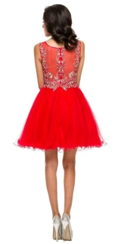 Juliet 749 Poofy A Line Short Dress Tulle Embroidery(Poofy A Line Red Short Homecoming Dress Tulle Embroidery) -Discount Dress Shops 749ju red bk 32132a53 7b31 497d b228 ff0684d93212