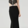 Poly USA | Ed Young 7528 Long Dress With Cut-Out Bodice Open Back(Long Sexy Prom Dress With Cut Out Bodice Open Back And Train Black)
