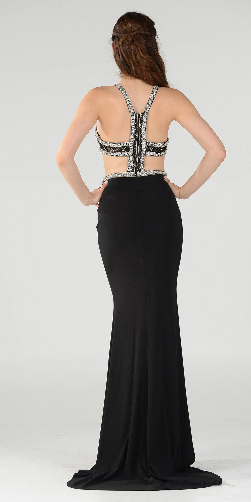 Poly USA | Ed Young 7528 Long Dress With Cut-Out Bodice Open Back(Long Sexy Prom Dress With Cut Out Bodice Open Back And Train Black) 2 Poly USA | Ed Young 7528 Long Dress With Cut-Out Bodice Open Back(Long Sexy Prom Dress With Cut Out Bodice Open Back And Train Black) - Image 2