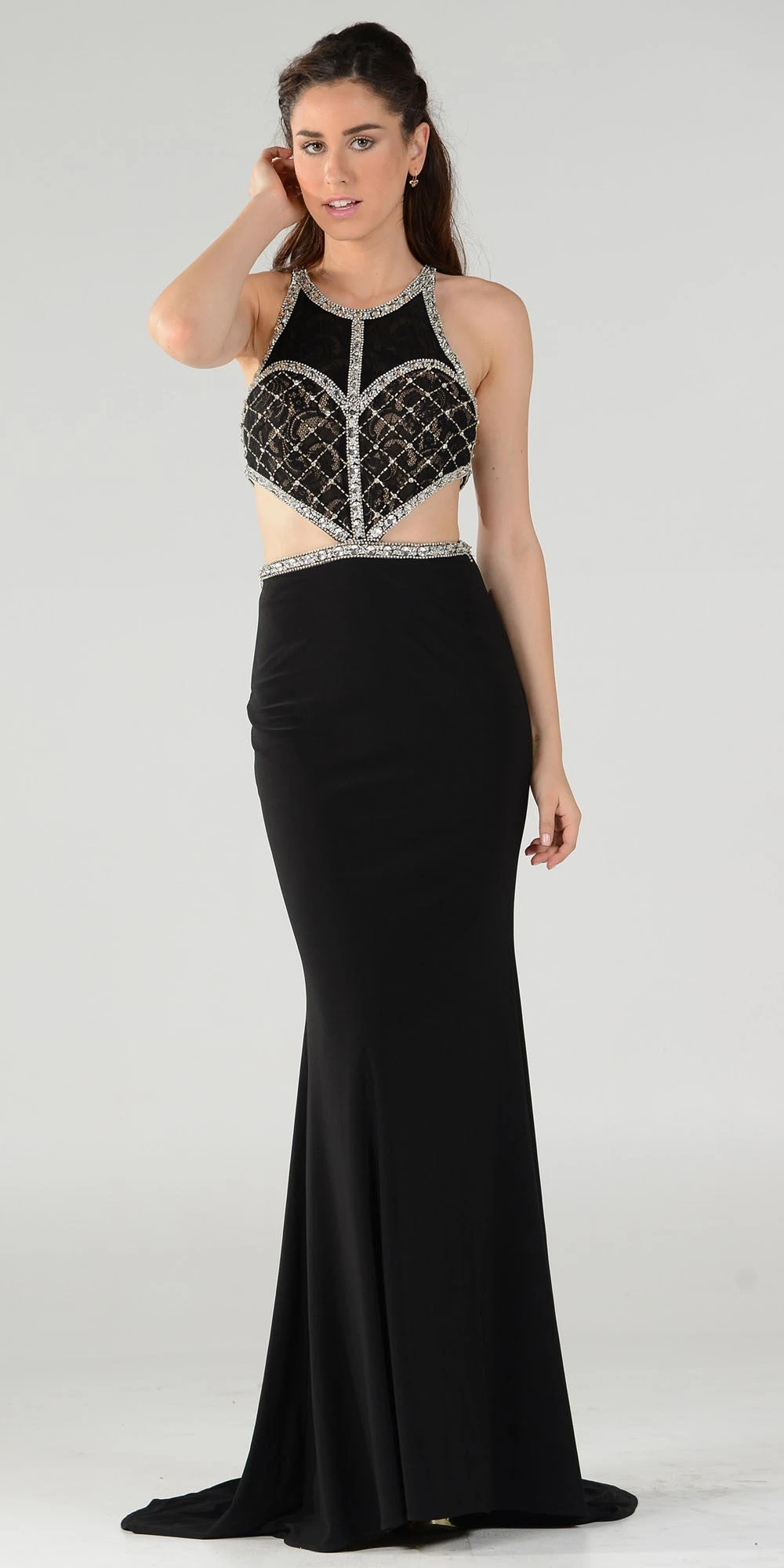 Poly USA | Ed Young 7528 Long Dress With Cut-Out Bodice Open Back(Long Sexy Prom Dress With Cut Out Bodice Open Back And Train Black) 1 Poly USA | Ed Young 7528 Long Dress With Cut-Out Bodice Open Back(Long Sexy Prom Dress With Cut Out Bodice Open Back And Train Black)