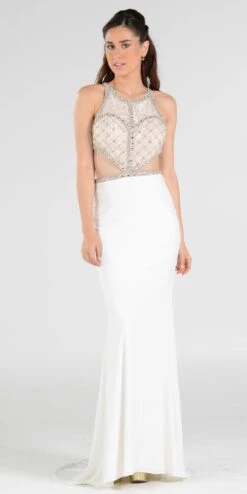 Poly USA | Ed Young 7528 Long Dress With Cut-Out Bodice Open Back(Long Sexy Prom Dress With Cut Out Bodice Open Back And Train Black) 6 Poly USA | Ed Young 7528 Long Dress With Cut-Out Bodice Open Back(Long Sexy Prom Dress With Cut Out Bodice Open Back And Train Black) -Discount Dress Shops 7528po off white