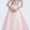 Cinderella Divine 7637 Embroidered Strapless Prom Ball Gown(Embroidered Strapless Prom Ball Gown Blush)