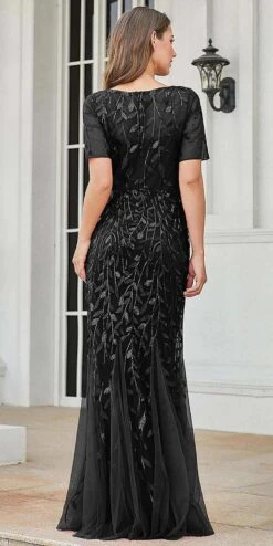 Amelia Couture 7707 Long Trumpet Skirt Short Sleeve Scoop Neckline Dress(Amelia Couture 7707 Long Trumpet Skirt Short Sleeve Scoop Neckline Dress) 21 Amelia Couture 7707 Long Trumpet Skirt Short Sleeve Scoop Neckline Dress(Amelia Couture 7707 Long Trumpet Skirt Short Sleeve Scoop Neckline Dress) -Discount Dress Shops 7707 BLACK BACK