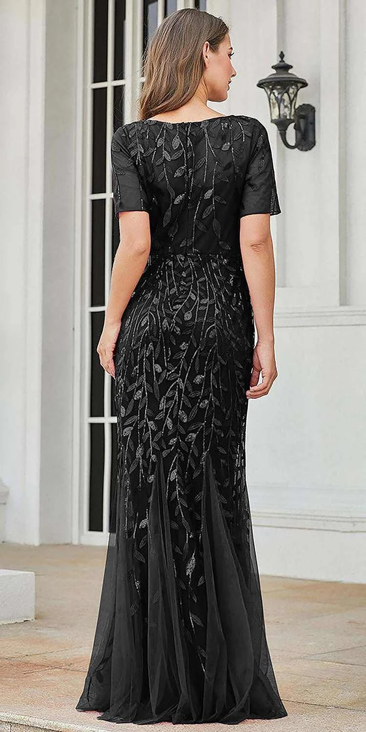 Amelia Couture 7707 Long Trumpet Skirt Short Sleeve Scoop Neckline Dress(Amelia Couture 7707 Long Trumpet Skirt Short Sleeve Scoop Neckline Dress) 11 Amelia Couture 7707 Long Trumpet Skirt Short Sleeve Scoop Neckline Dress(Amelia Couture 7707 Long Trumpet Skirt Short Sleeve Scoop Neckline Dress) - Image 11