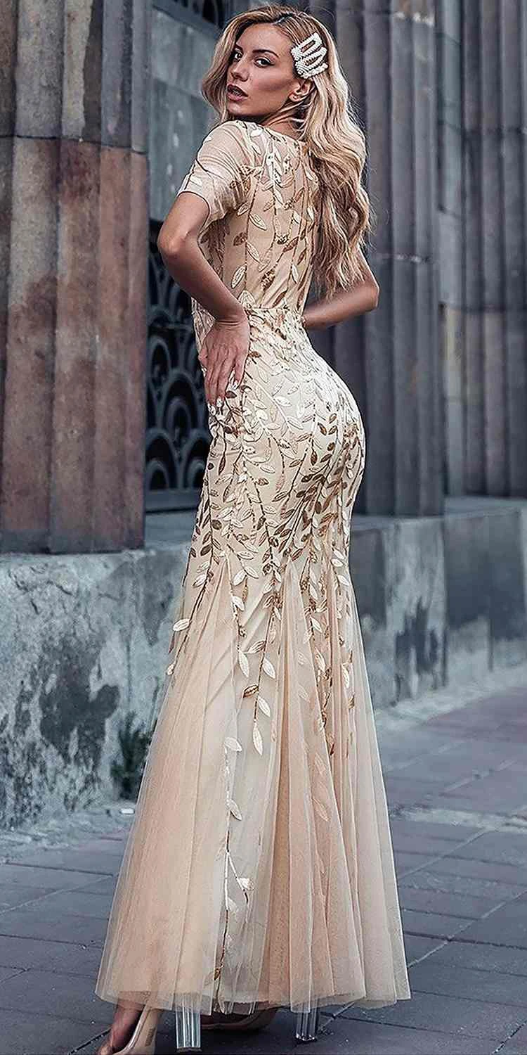 Amelia Couture 7707 Long Trumpet Skirt Short Sleeve Scoop Neckline Dress(Amelia Couture 7707 Long Trumpet Skirt Short Sleeve Scoop Neckline Dress) 7 Amelia Couture 7707 Long Trumpet Skirt Short Sleeve Scoop Neckline Dress(Amelia Couture 7707 Long Trumpet Skirt Short Sleeve Scoop Neckline Dress) - Image 7