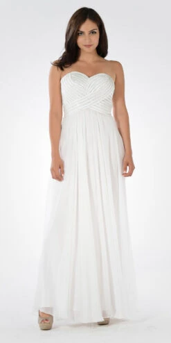 Poly USA | Ed Young 7714 Sweetheart Neck Sequined Bodice Long Dress(Aqua Sweetheart Neck Sequined Bodice Long Formal Dress) -Discount Dress Shops 7714po off white