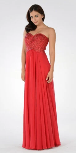 Poly USA | Ed Young 7714 Sweetheart Neck Sequined Bodice Long Dress(Aqua Sweetheart Neck Sequined Bodice Long Formal Dress) -Discount Dress Shops 7714po red