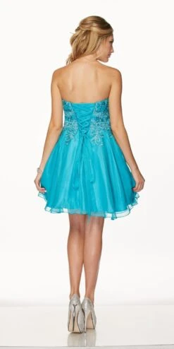 Juliet 772 Strapless Corset Back Homecoming Party Dress(Juliet 772 Coral Strapless Corset Back Homecoming Party Dress) -Discount Dress Shops 772 juliet dress turquoise back 528d6d5a ba23 4c6a 8ff6 5dfce3aa31a1