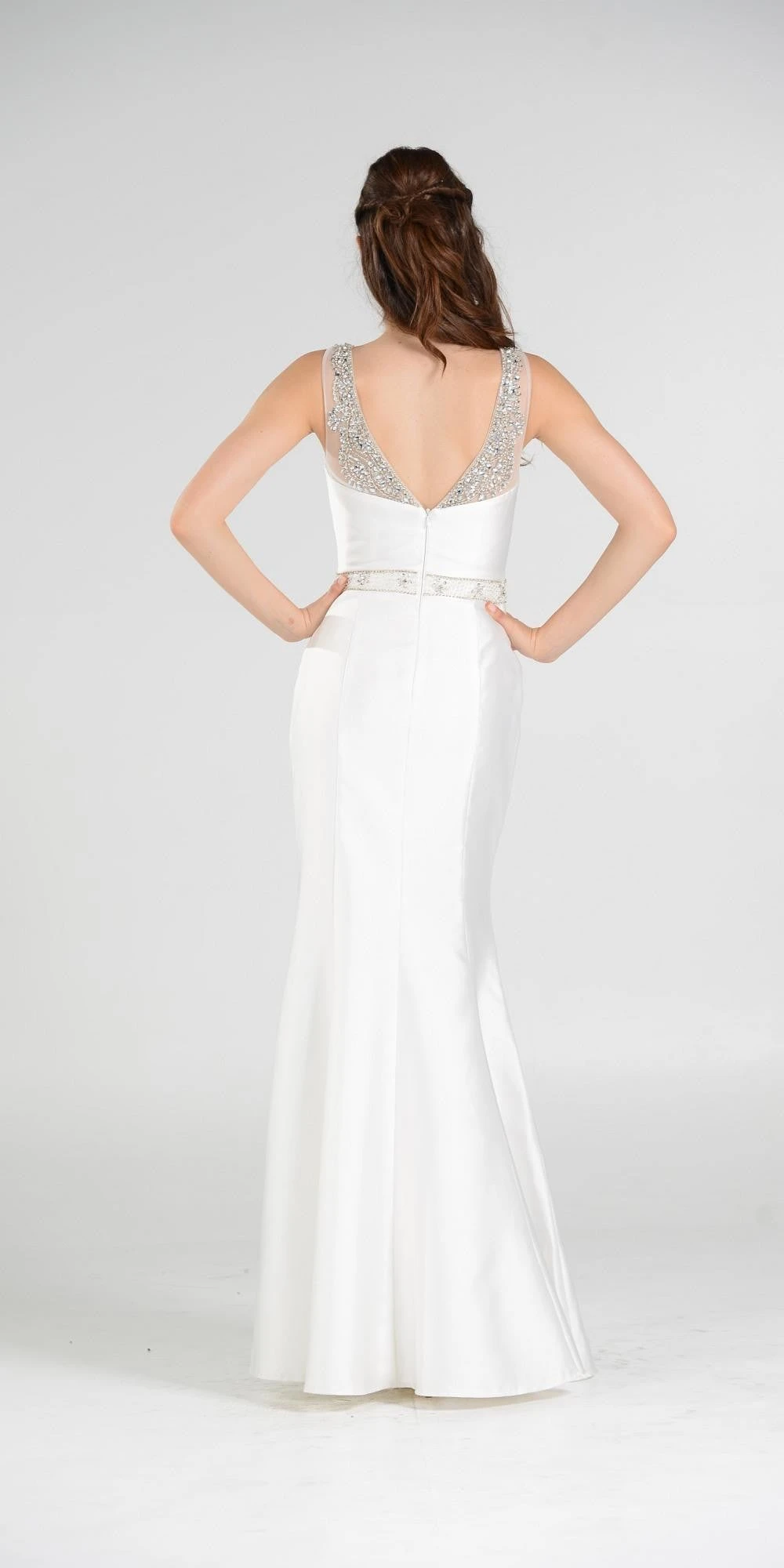 Poly USA | Ed Young 7722 Illusion Beaded Neckline Long Mermaid Dress(Navy Blue Illusion Beaded Neckline Long Mermaid Prom Dress Mikado) 7 Poly USA | Ed Young 7722 Illusion Beaded Neckline Long Mermaid Dress(Navy Blue Illusion Beaded Neckline Long Mermaid Prom Dress Mikado) - Image 7