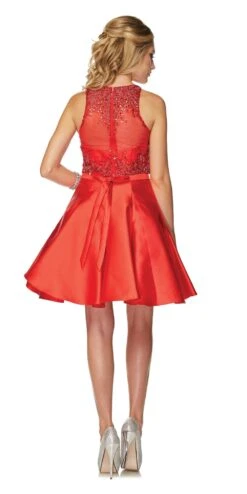 Juliet 774 Illusion Embellished Bodice Homecoming Party Dress(Juliet 774 Illusion Embellished Bodice Homecoming Party Dress Peach) -Discount Dress Shops 774 juliet red back