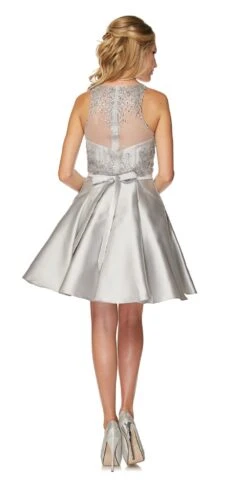 Juliet 774 Illusion Embellished Bodice Homecoming Party Dress(Juliet 774 Illusion Embellished Bodice Homecoming Party Dress Peach) -Discount Dress Shops 774 juliet silver back