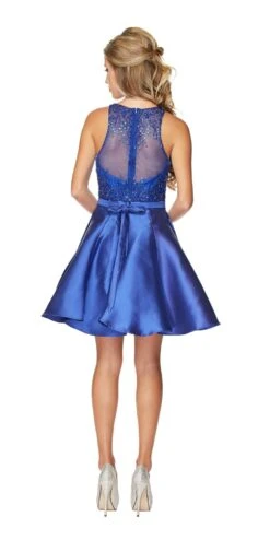 Juliet 774 Illusion Embellished Bodice Homecoming Party Dress(Juliet 774 Illusion Embellished Bodice Homecoming Party Dress Peach) -Discount Dress Shops 774ROYALB