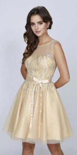 CLEARANCE - Juliet 776 Sequins Embellished Bodice Illusion Short Dress (Size M)(Sequins Embellished Bodice Illusion Short Prom Dress Gold) 7 CLEARANCE - Juliet 776 Sequins Embellished Bodice Illusion Short Dress (Size M)(Sequins Embellished Bodice Illusion Short Prom Dress Gold) -Discount Dress Shops 776 juliet gold zoom