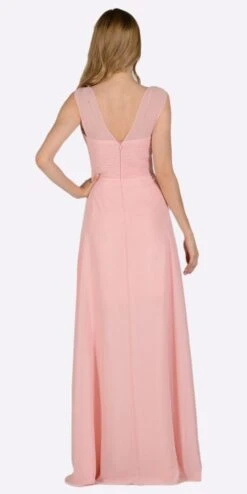 Poly USA | Ed Young 7878 V-Neck Ruched Bodice Empire Waist Chiffon Long Dress(Gray V Neck Ruched Bodice Empire Waist Chiffon Long Bridesmaids Dress) -Discount Dress Shops 7878 poly usa blush back fc1c05f2 5324 4d44 9b05 513cfcb66204