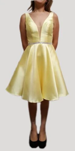 Poly USA | Ed Young 7894 Satin V-Neck Embellished Waist Short A-Line Dress(Light Blue Satin V Neck Embellished Waist A Line Homecoming Dress Short) -Discount Dress Shops 7894 poly usa yellow d0a6ca20 6ccc 49f8 9875 cda76c93990a