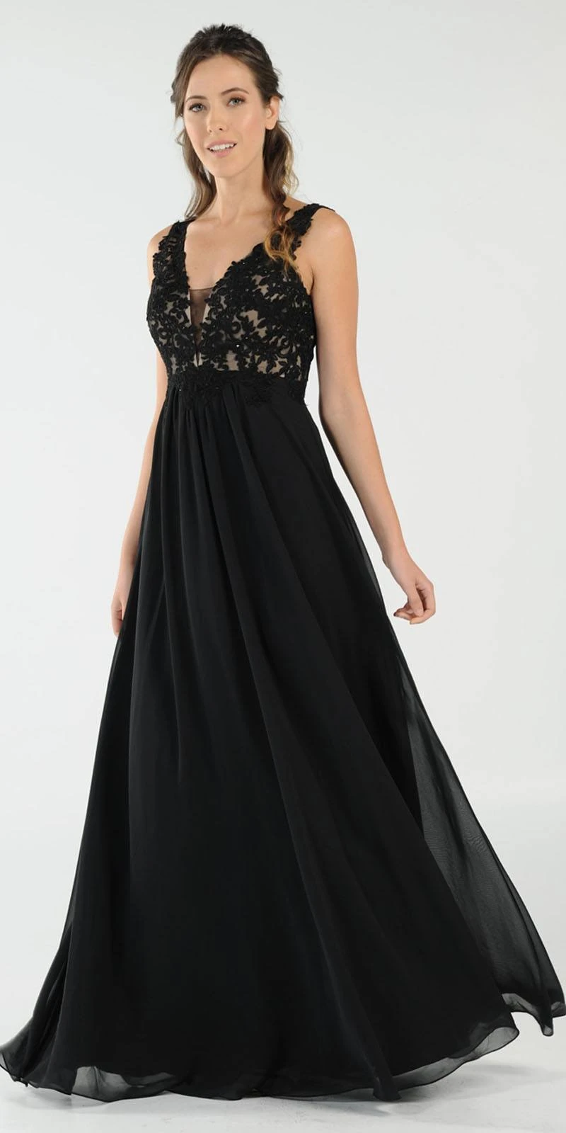 Poly USA | Ed Young 8012 V-Neck Long Dress Empire Appliqued Bodice(Burgundy V Neck Long Formal Dress Empire Waist Appliqued Bodice) 6 Poly USA | Ed Young 8012 V-Neck Long Dress Empire Appliqued Bodice(Burgundy V Neck Long Formal Dress Empire Waist Appliqued Bodice) - Image 6