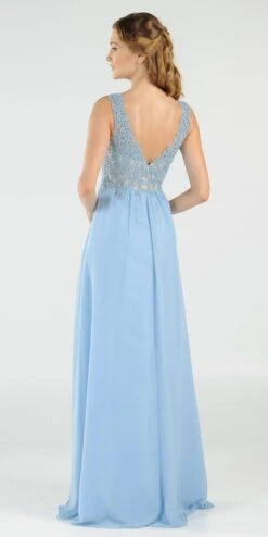 Poly USA | Ed Young 8012 V-Neck Long Dress Empire Appliqued Bodice(Burgundy V Neck Long Formal Dress Empire Waist Appliqued Bodice) 23 Poly USA | Ed Young 8012 V-Neck Long Dress Empire Appliqued Bodice(Burgundy V Neck Long Formal Dress Empire Waist Appliqued Bodice) -Discount Dress Shops 8012 poly usa blue back 31e12264 1c67 48df 9dc3 f20ebdead88e