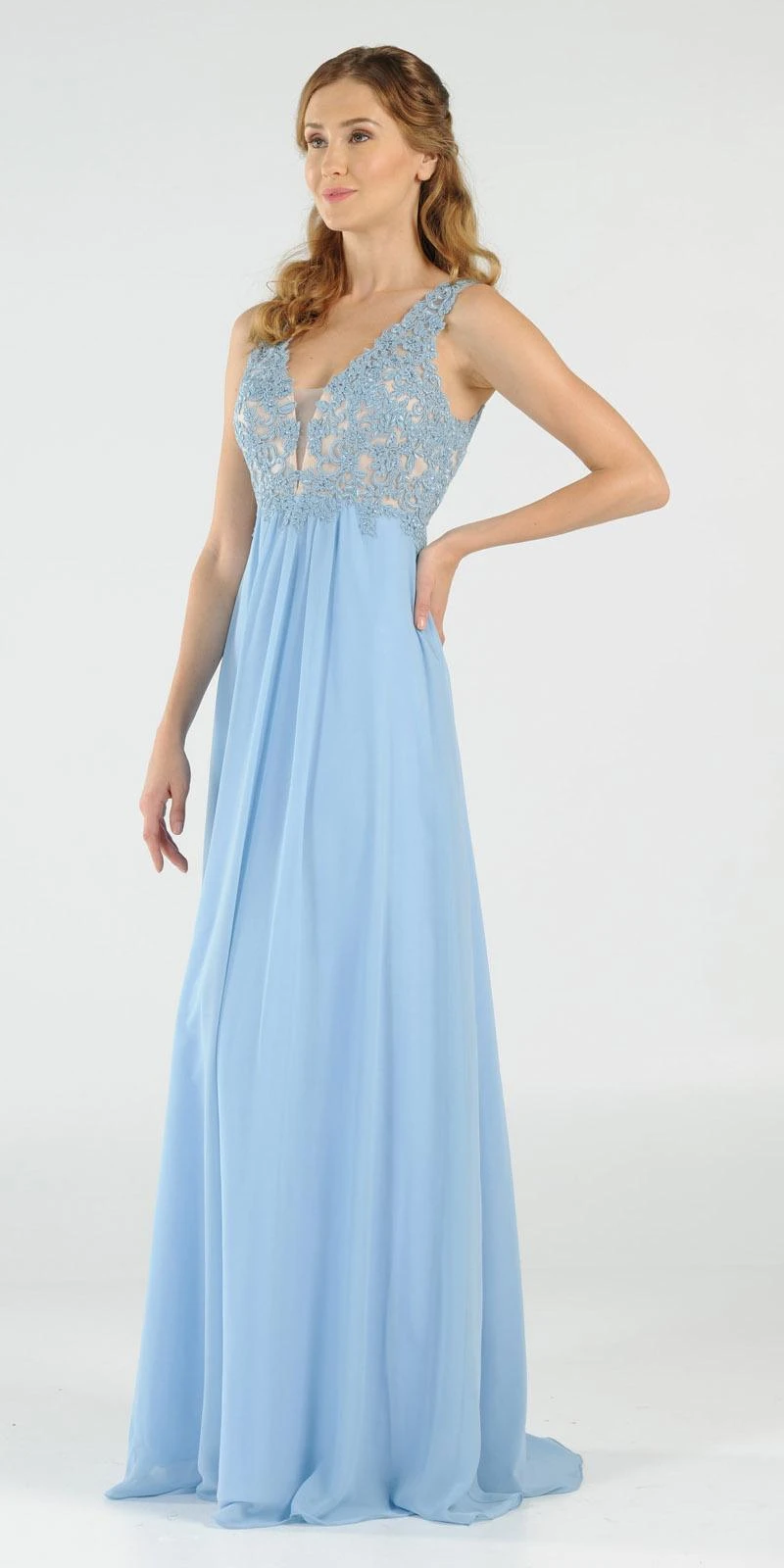 Poly USA | Ed Young 8012 V-Neck Long Dress Empire Appliqued Bodice(Burgundy V Neck Long Formal Dress Empire Waist Appliqued Bodice) 9 Poly USA | Ed Young 8012 V-Neck Long Dress Empire Appliqued Bodice(Burgundy V Neck Long Formal Dress Empire Waist Appliqued Bodice) - Image 9