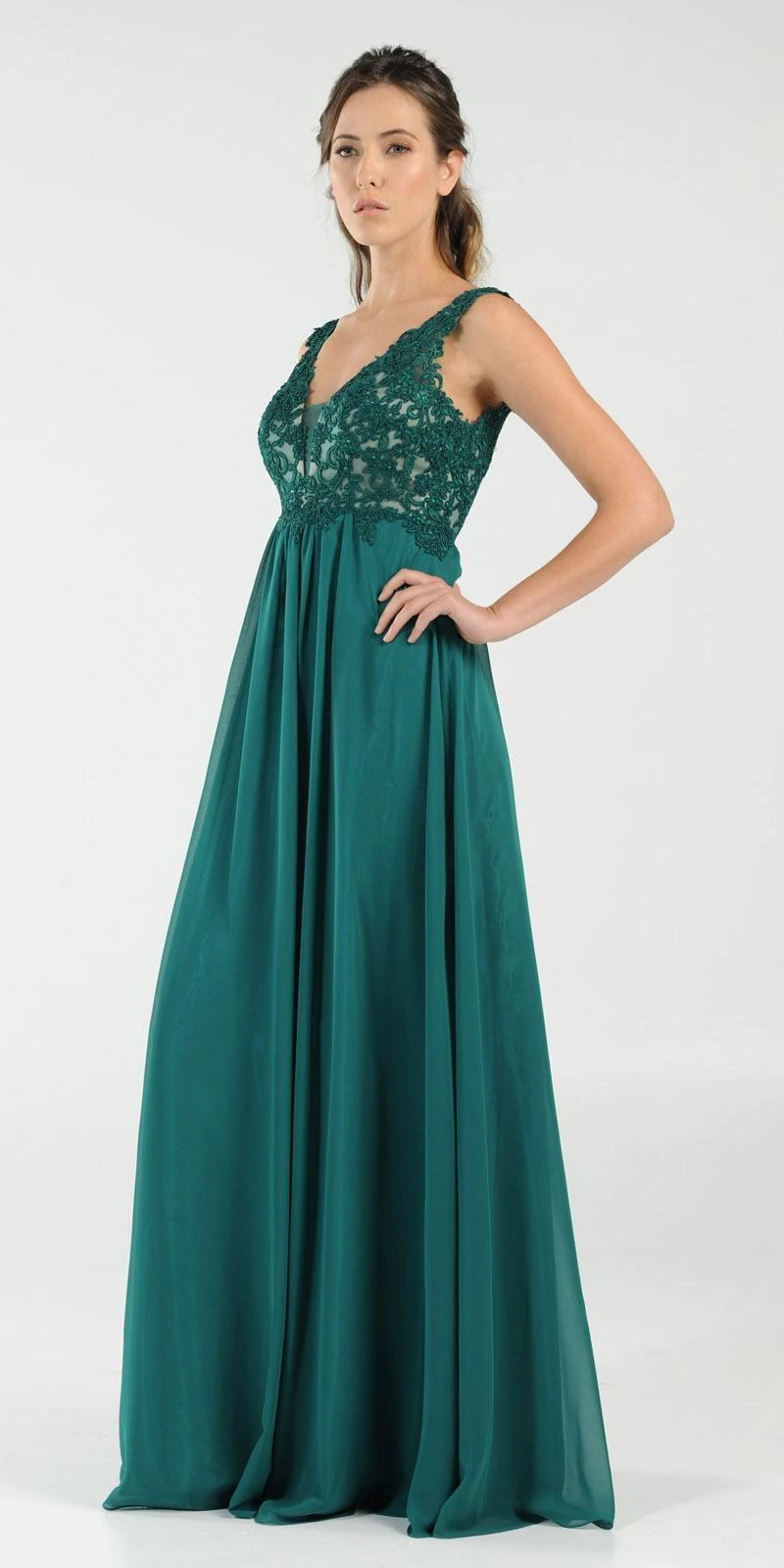 Poly USA | Ed Young 8012 V-Neck Long Dress Empire Appliqued Bodice(Burgundy V Neck Long Formal Dress Empire Waist Appliqued Bodice) 12 Poly USA | Ed Young 8012 V-Neck Long Dress Empire Appliqued Bodice(Burgundy V Neck Long Formal Dress Empire Waist Appliqued Bodice) - Image 12