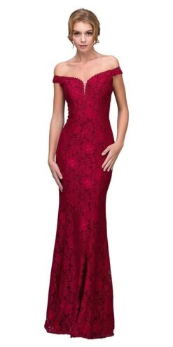 Eureka 8050 Mermaid Style Long Formal Dress Off Shoulder(Burgundy Mermaid Style Long Formal Dress Off Shoulder)