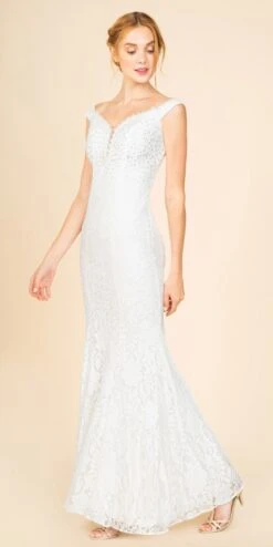 Eureka 8050 Mermaid Style Long Formal Dress Off Shoulder(Burgundy Mermaid Style Long Formal Dress Off Shoulder) -Discount Dress Shops 8050 eureka off white