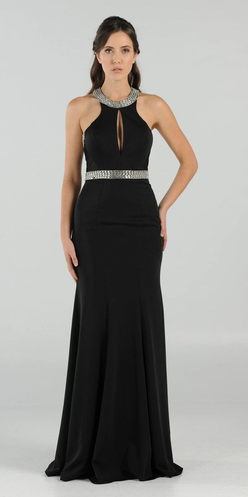 Poly USA | Ed Young 8066 High Neckline Embellished Gown Keyhole Bodice Black(High Neckline Embellished Evening Gown Keyhole Bodice Black) 1 Poly USA | Ed Young 8066 High Neckline Embellished Gown Keyhole Bodice Black(High Neckline Embellished Evening Gown Keyhole Bodice Black)