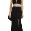 Poly USA | Ed Young 8128 V-Neck Crop Top Two-Piece Long Dress(V Neck Crop Top Two Piece Black Long Prom Dress)