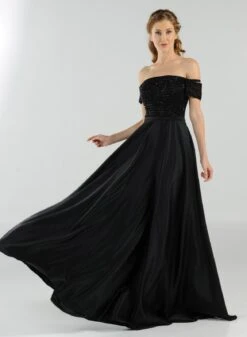 Poly USA | Ed Young 8132 Off-the-Shoulder Beaded Long Dress With Pockets(Mauve Off The Shoulder Beaded Long Prom Dress With Pockets) -Discount Dress Shops 8132 poly usa black 9df72b08 44bf 4301 a89e 535f0091fee6