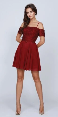 Juliet 814 Short Dress With Cold-Shoulder(White Homecoming Short Dress With Cold Shoulder) -Discount Dress Shops 814 juliet burgundy e0f4b262 2608 4157 9ba3 548dcbbc9ae4