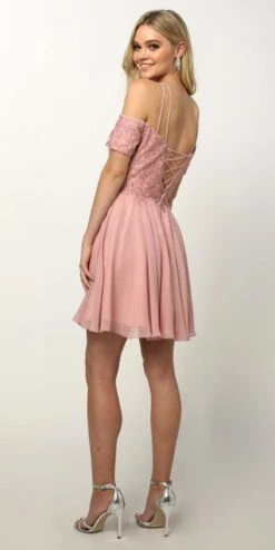 Juliet 814 Short Dress With Cold-Shoulder(White Homecoming Short Dress With Cold Shoulder) -Discount Dress Shops 814 juliet rose back