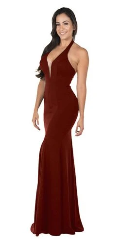 Poly USA | Ed Young 8262 Deep V-Neck Halter Top Mermaid Dress Jersey(Deep V Neck Halter Long Prom Dress Mocha) -Discount Dress Shops 8262 poly usa burgundy fb6716d9 e5f7 40b8 9237 7eafa1479926