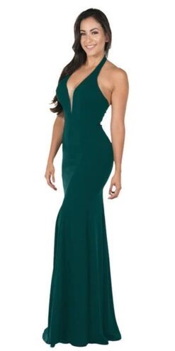 Poly USA | Ed Young 8262 Deep V-Neck Halter Top Mermaid Dress Jersey(Deep V Neck Halter Long Prom Dress Mocha) -Discount Dress Shops 8262 poly usa green bde5e0e9 beeb 466c ba67 7bf67ec0dfe2