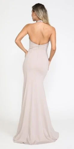 Poly USA | Ed Young 8262 Deep V-Neck Halter Top Mermaid Dress Jersey(Deep V Neck Halter Long Prom Dress Mocha) -Discount Dress Shops 8262Mocha 5